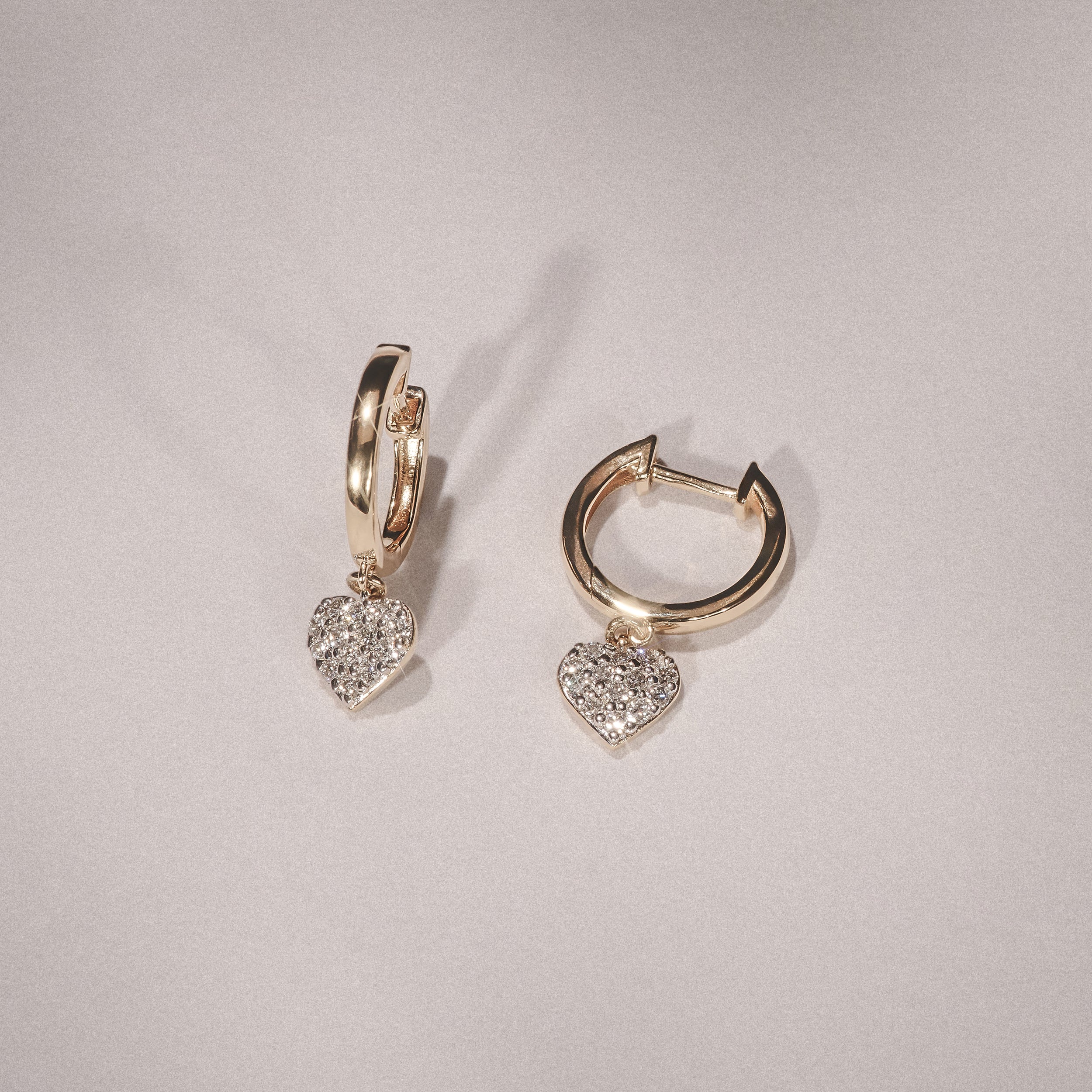 Heart Pave Drop Huggie Lab Diamond Earrings 0.29ct in 18k Gold Vermeil